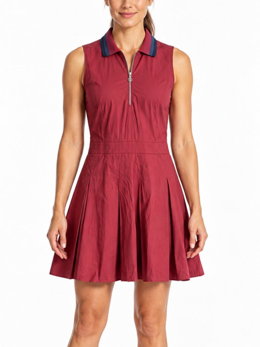 G/FORE Burgundy Golf Tennis Dress 4 Sleeveless Quarter Zip Pleated Preppy Polo
